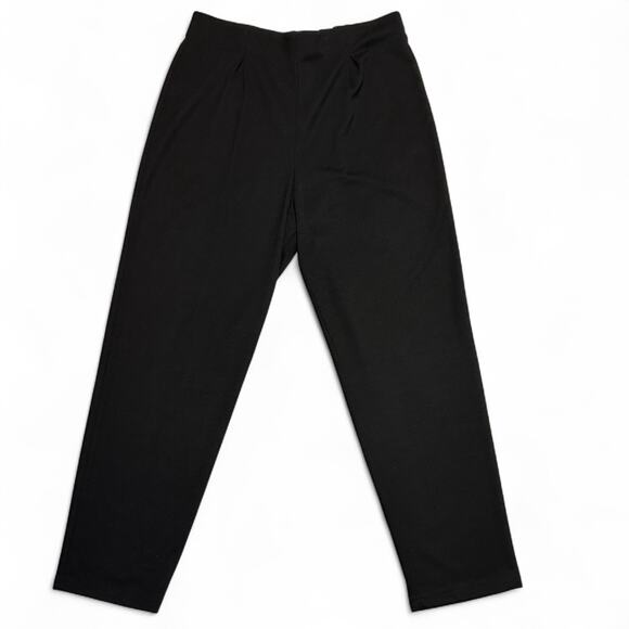 Vintage Coldwater Creek Black Knit Pants Size L Straight Leg Pull On Canada 90s - Picture 2 of 7